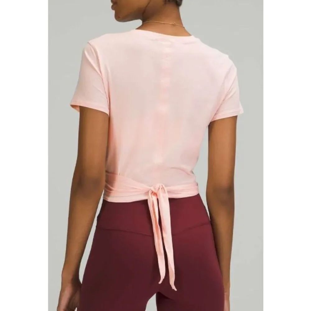 Lululemon Time to Restore light pink TIE short sleeve T SHIRT TOP sz 6